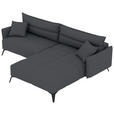 ECKSOFA  in Cord Dunkelgrau  253/180 cm  - Dunkelgrau/Schwarz, KONVENTIONELL, Textil/Metall (253/180cm) - Carryhome