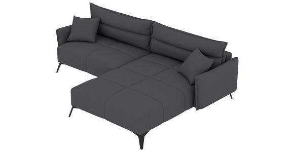 ECKSOFA  in Cord Dunkelgrau  253/180 cm  - Dunkelgrau/Schwarz, KONVENTIONELL, Textil/Metall (253/180cm) - Carryhome