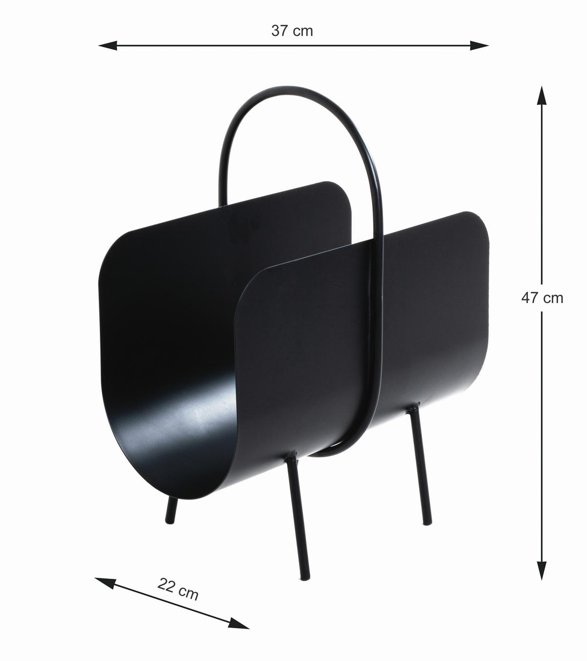 ÚJSÁGTARTÓ - fekete, Design, fém (37/47/22cm) - Carryhome
