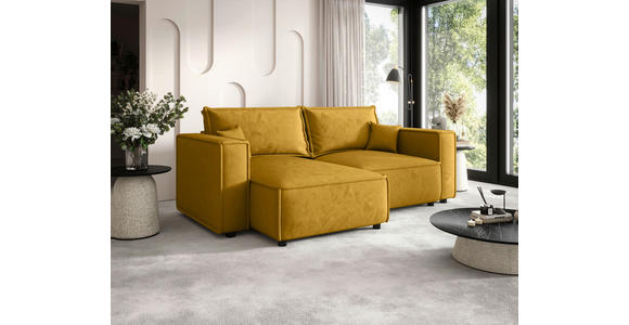 ECKSOFA Senfgelb Webstoff Zierkissen, Rückenkissen, Rücken echt  - Senfgelb/Schwarz, MODERN, Kunststoff/Textil (153/250cm) - Xora