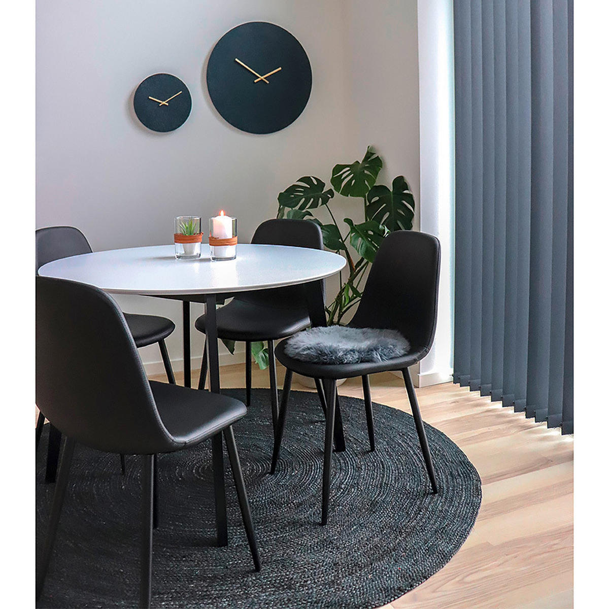 STUHL-SET 2 Stück  in Lederlook  - Schwarz, MODERN, Textil/Metall (44/86/54cm) - MID.YOU