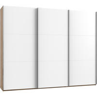 SCHWEBETÜRENSCHRANK  in Weiß, Eichefarben, Alufarben  - Chromfarben/Eichefarben, MODERN, Holzwerkstoff (300/236/65cm) - MID.YOU