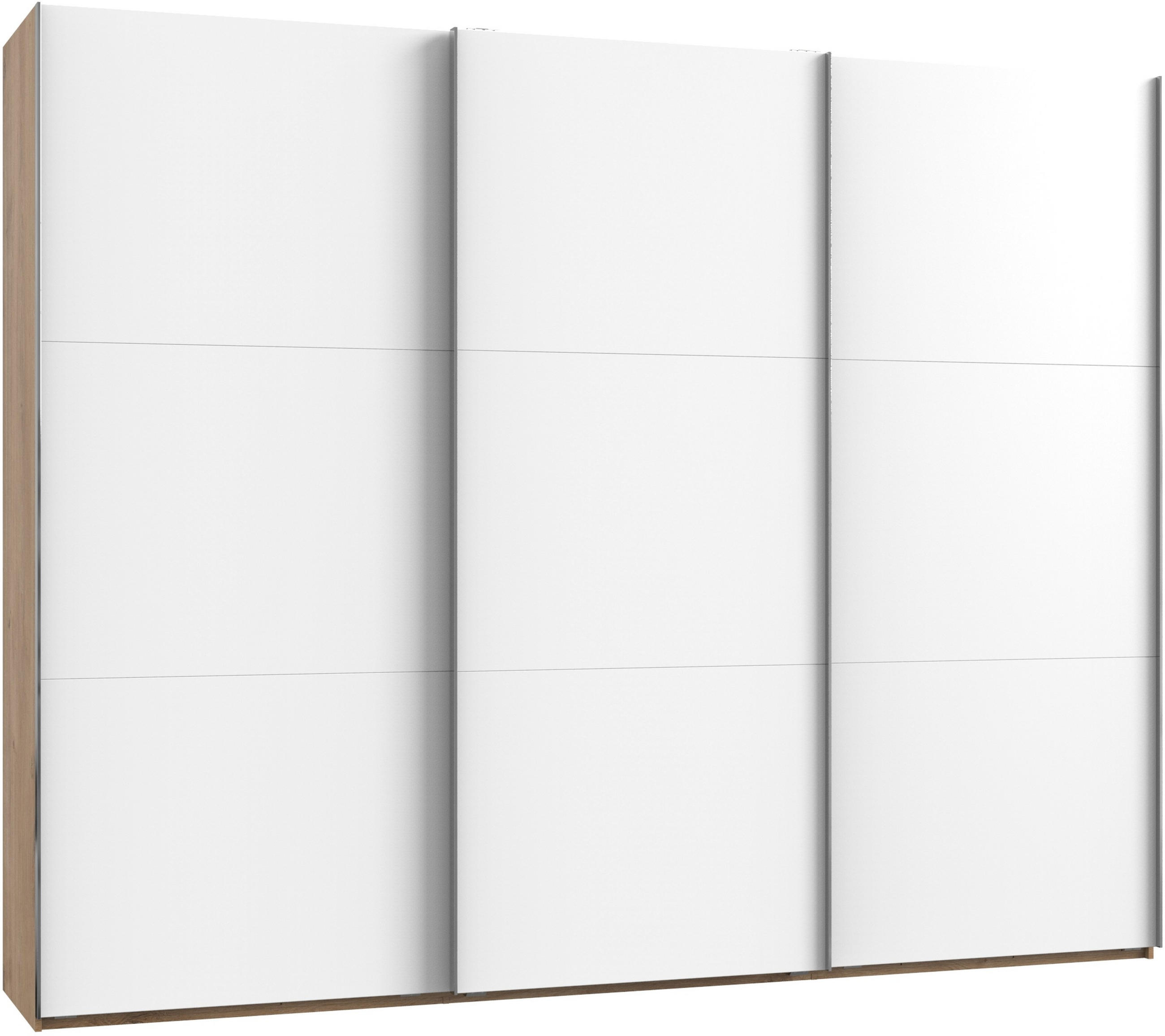 Schwebetürenschrank 300cm Level, Weiß/eiche Dekor