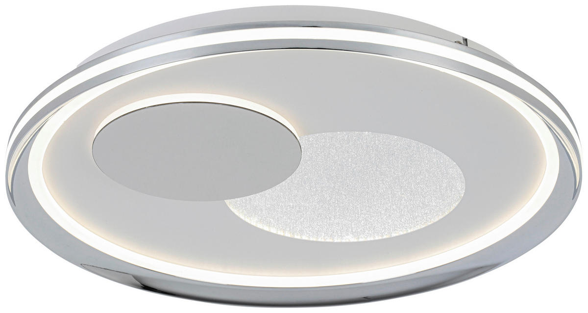DECKENLEUCHTE 50/5,5 cm   - Chromfarben/Weiß, Trend, Kunststoff/Metall (50/5,5cm) - Novel