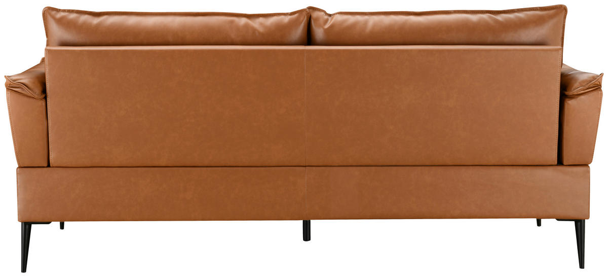 2-SITZER-SOFA Cognac Echtleder Lederlook  - Cognac/Schwarz, Design, Leder/Holz (195/87/90cm) - MID.YOU
