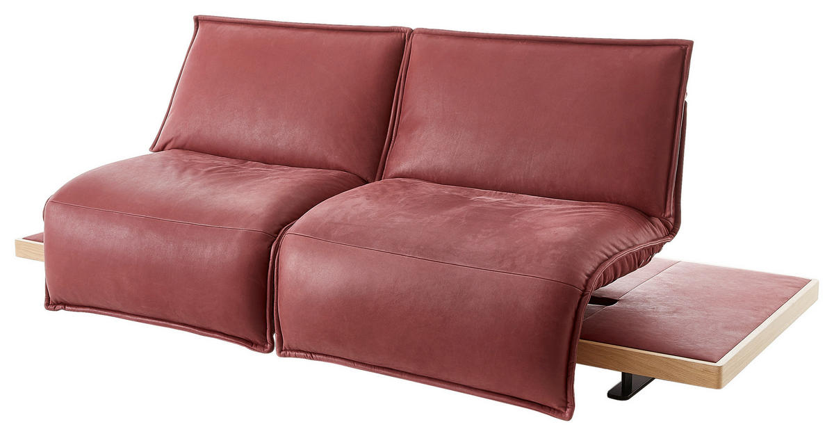 2-SITZER-SOFA Bordeaux Echtleder  - Bordeaux/Schwarz, Design, Leder/Holz (240/80-112/115-159cm) - Koinor