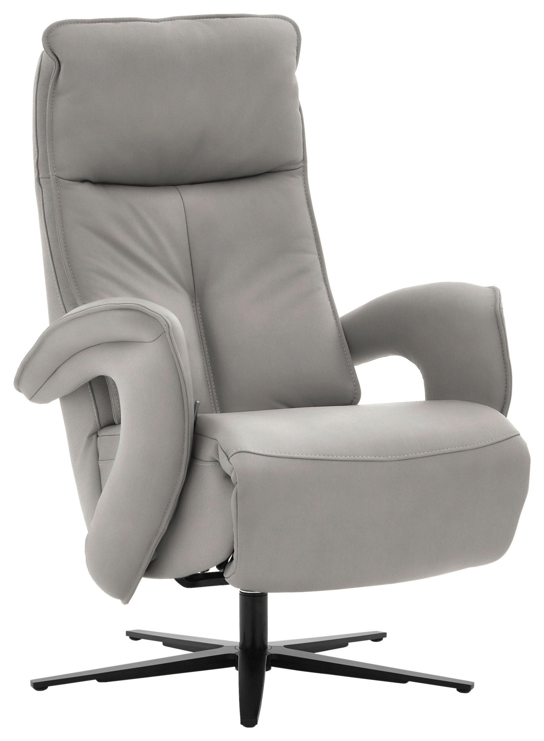 RELAXSESSEL in Leder Hellgrau  - Hellgrau/Schwarz, Design, Leder/Metall (77/110/87cm) - Valdera