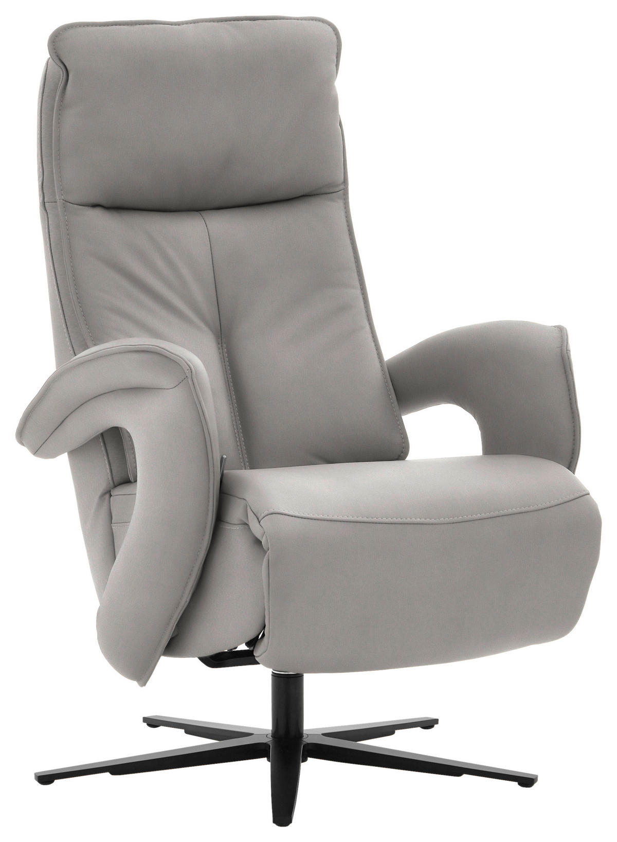 RELAXSESSEL in Leder Hellgrau  - Hellgrau/Schwarz, Design, Leder/Metall (77/110/87cm) - Valdera
