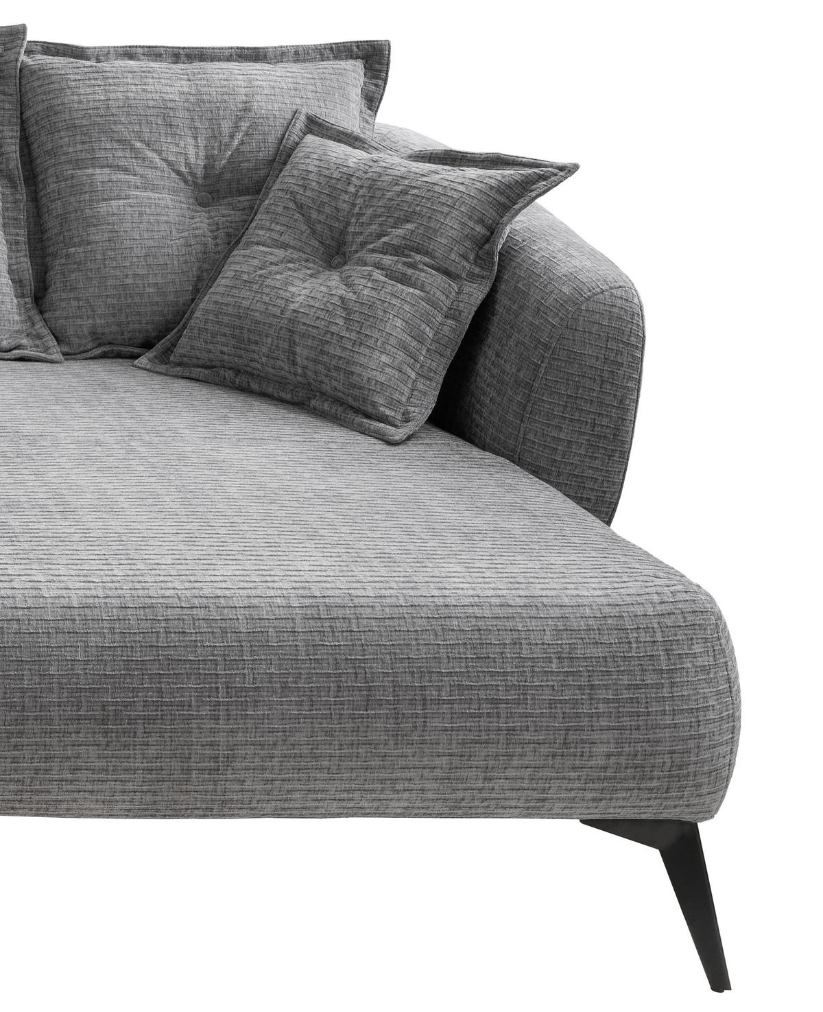 ECKSOFA in Mikrofaser Grau  - Schwarz/Grau, Modern, Textil/Metall (277/162cm) - Livetastic
