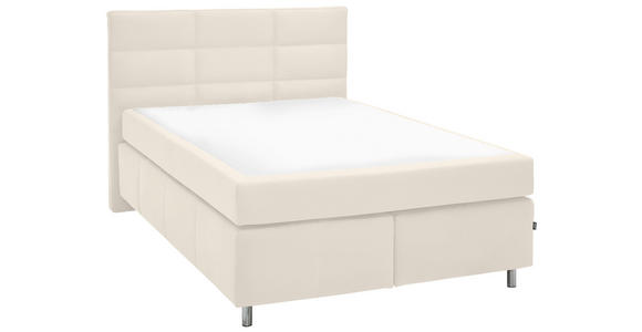 BOXSPRINGBETT 140/200 cm  in Creme  - Creme/Alufarben, KONVENTIONELL, Textil/Metall (140/200cm) - Dieter Knoll