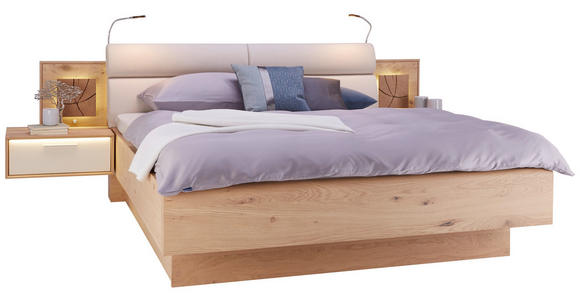 BETTANLAGE 180/200 cm in Eichefarben, Sandfarben - Sandfarben/Eichefarben, KONVENTIONELL, Holzwerkstoff/Textil (180/200cm) - Dieter Knoll