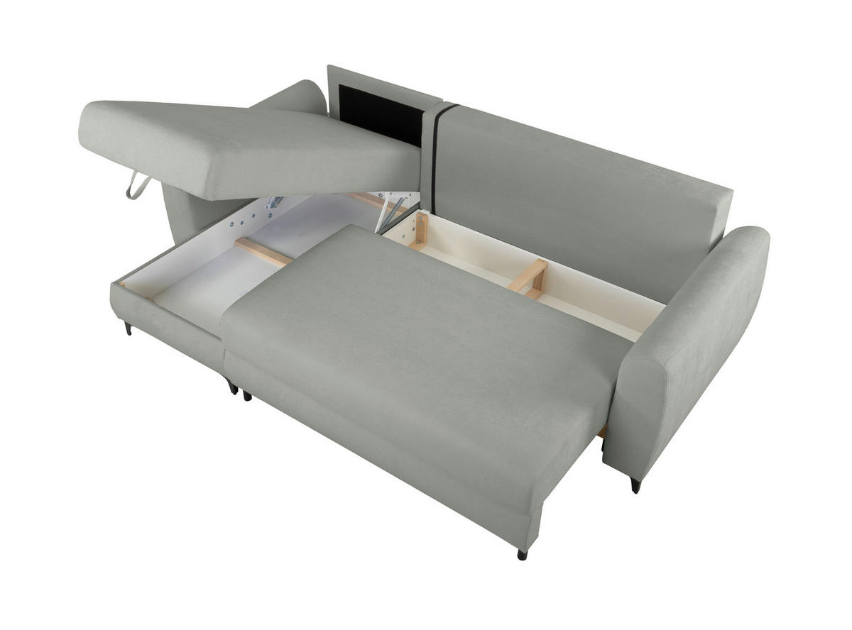 ECKSOFA Moli Dunkelgrau  - Dunkelgrau/Schwarz, Design, Textil/Metall (236/148cm) - MID.YOU