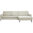 ECKSOFA Creme Cord Rücken echt  - Creme/Schwarz, Design, Textil/Metall (302/178cm) - Carryhome