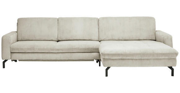 ECKSOFA Creme Cord Rücken echt  - Creme/Schwarz, Design, Textil/Metall (302/178cm) - Carryhome