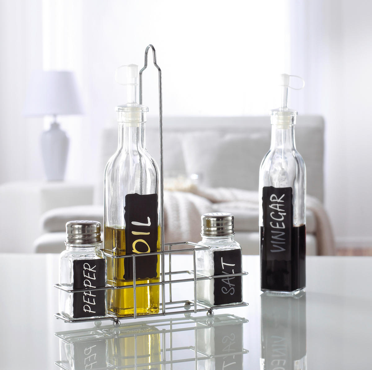 MENAGE-SET 5-teilig  - Klar, Basics, Glas/Kunststoff - Homeware Profession.