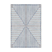 FLACHWEBETEPPICH Wohnzimmer 160/230 cm Kece-Fr67 Blau rechteckig  - Blau, Basics, Kunststoff (160/230cm)