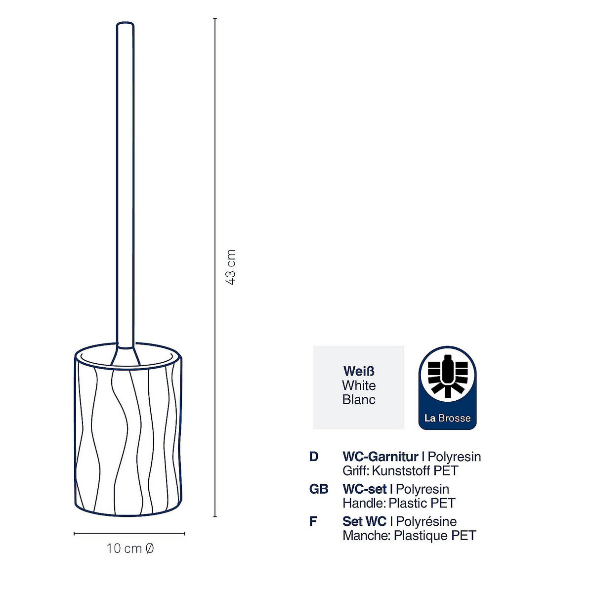 WC-BÜRSTENGARNITUR - Weiß, Basics, Kunststoff (10/43cm) - Kela