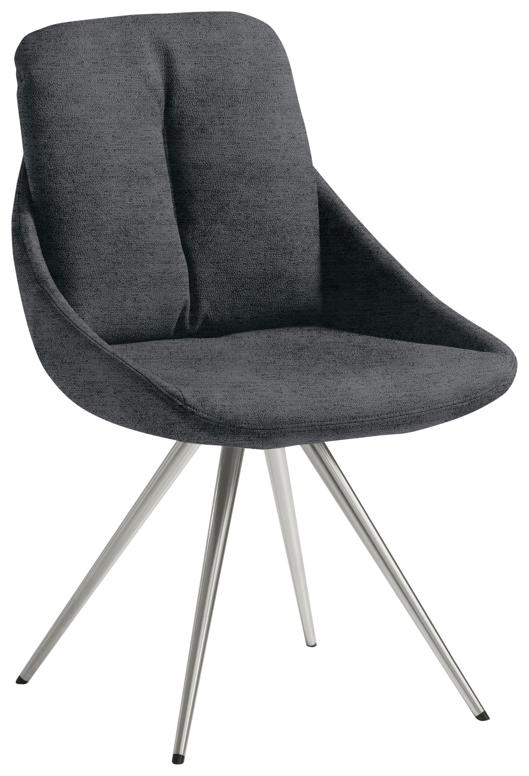 STUHL  Lederauswahl, Stoffauswahl, Sitzfläche 360° drehbar   Grau, Edelstahlfarben  - Edelstahlfarben/Grau, Design, Textil/Metall (55/91/64cm) - Venjakob