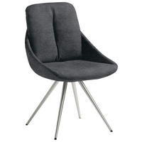 STUHL  Lederauswahl, Stoffauswahl, Sitzfläche 360° drehbar   Grau, Edelstahlfarben  - Edelstahlfarben/Grau, Design, Textil/Metall (55/91/64cm) - Venjakob