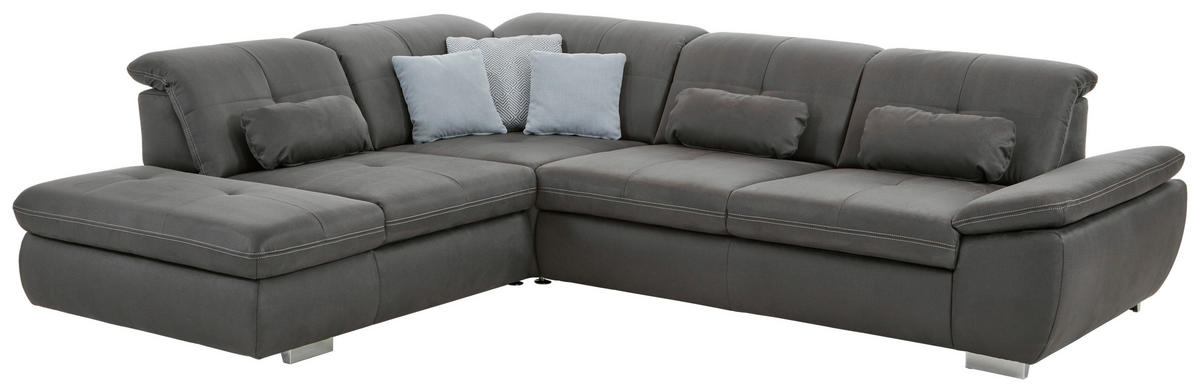 ECKSOFA in Mikrofaser Dunkelgrau  - Chromfarben/Dunkelgrau, Design, Textil/Metall (260/318cm) - Beldomo Speed