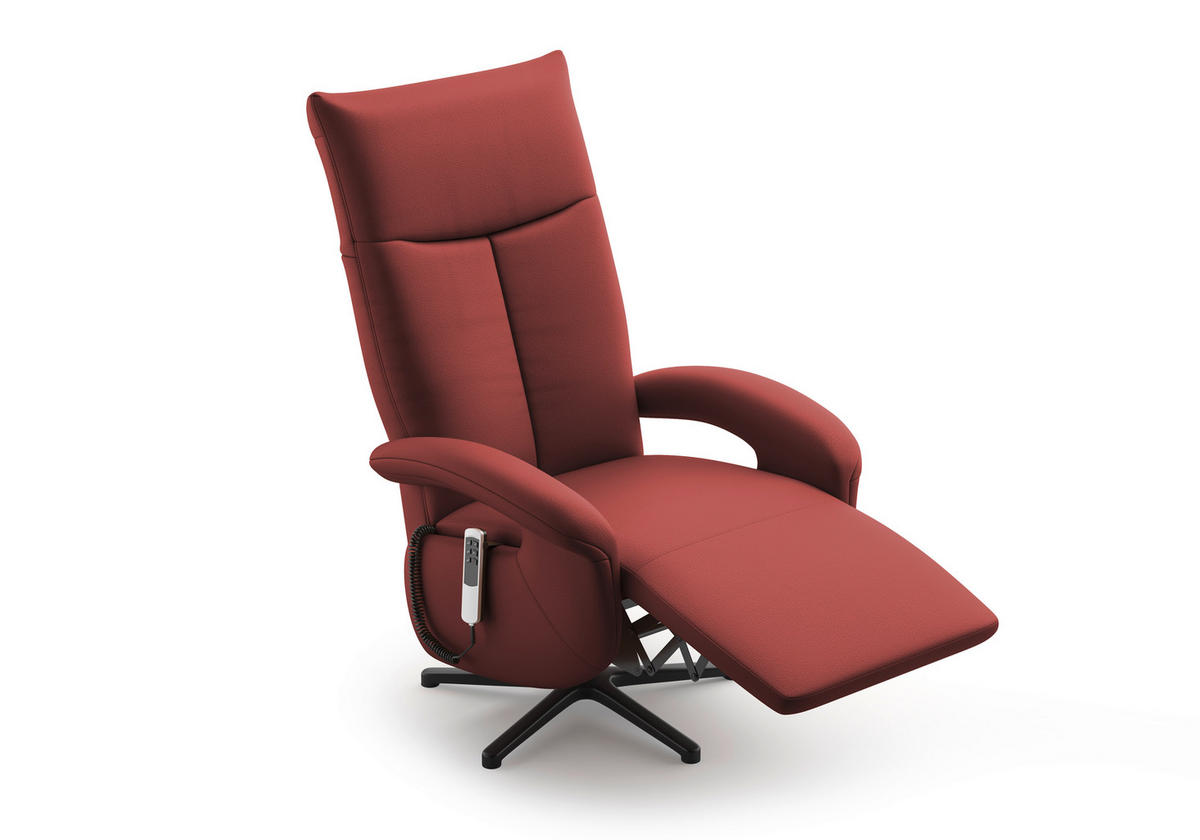 SESSEL in Echtleder Rotbraun  - Rotbraun/Schwarz, Konventionell, Leder/Metall (74/112/82cm) - Sit & More