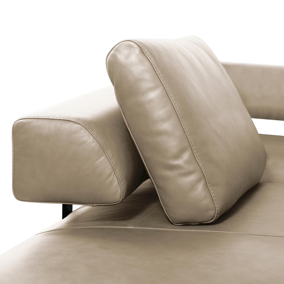 ECKSOFA Creme Echtleder  - Creme/Schwarz, Design, Leder/Metall (237/306cm) - Livetastic