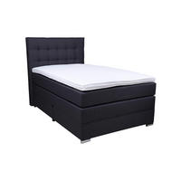 BOXSPRINGBETT 120/200 cm  in Schwarz  - Chromfarben/Schwarz, KONVENTIONELL, Kunststoff/Textil (120/200cm) - Boxxx