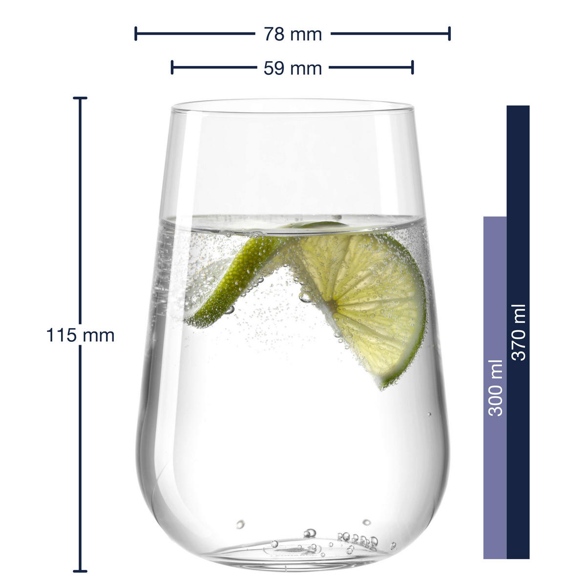 DRICKSGLAS 370 ml  - klar, Design, glas (7,8/11,5/7,8cm) - Leonardo