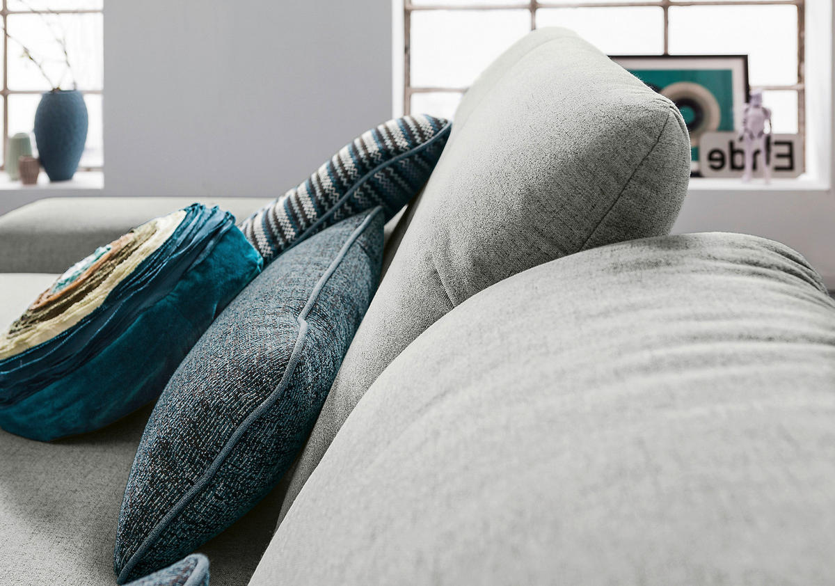 ECKSOFA Hellgrau Flachgewebe  - Chromfarben/Hellgrau, Design, Textil/Metall (198/276cm) - SetOne by Musterring