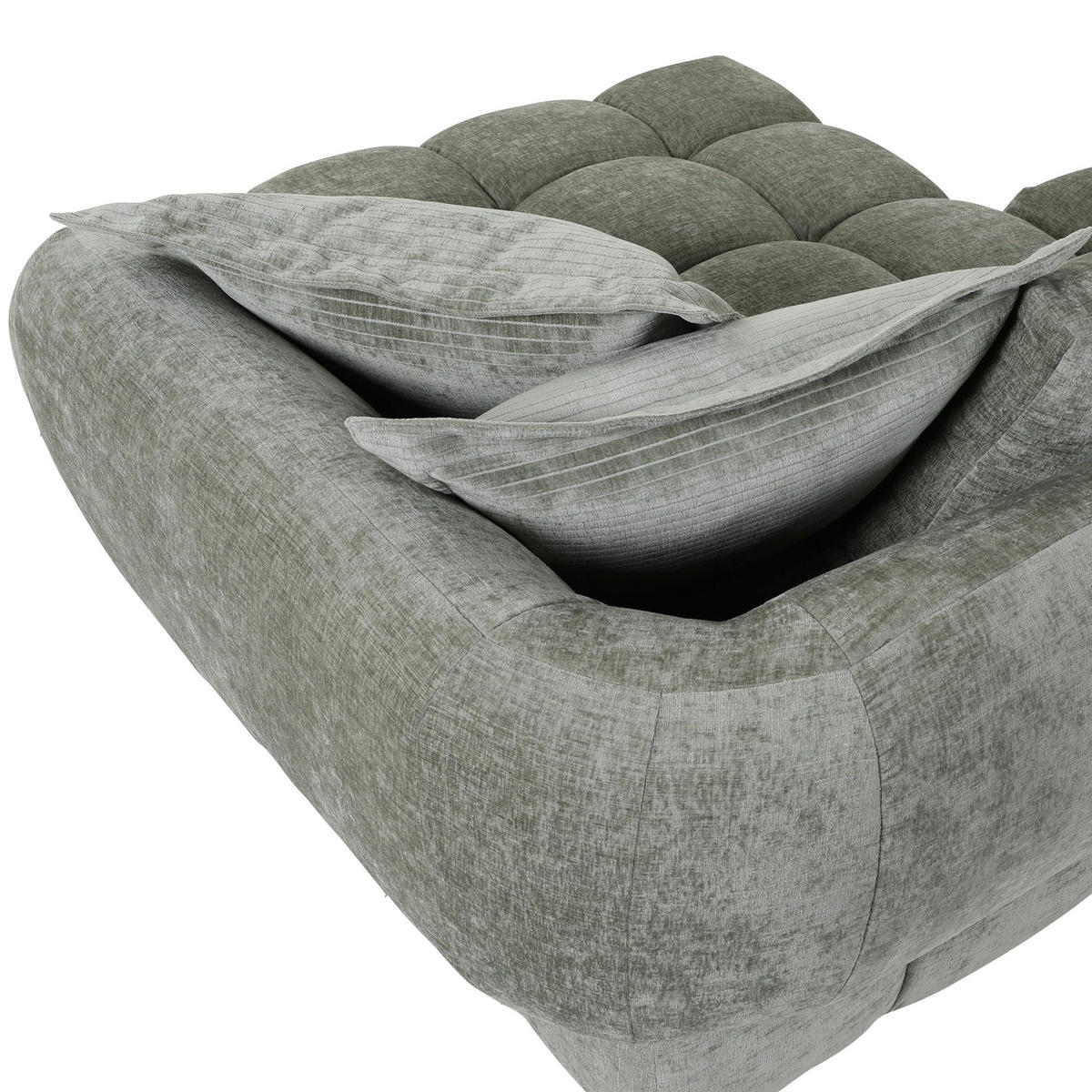 ECKSOFA in Flachgewebe Olivgrün  - Schwarz/Olivgrün, Konventionell, Kunststoff/Textil (318/156cm) - Carryhome