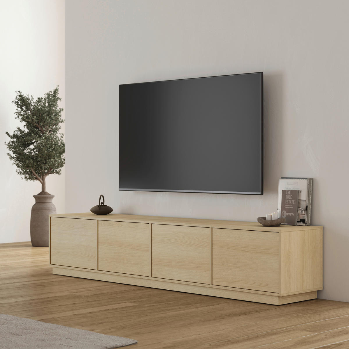 LOWBOARD Japandi  in 220,5/45/39 cm  - Eichefarben, Design, Holzwerkstoff (220,5/45/39cm) - MID.YOU