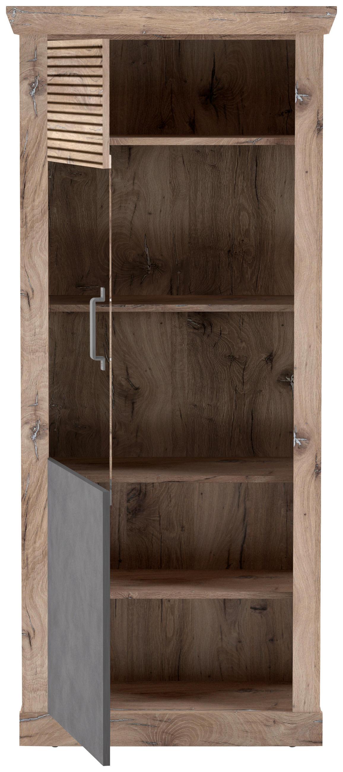 VITRÍNA, antracitová, farba duba, 76/173,7/40 cm - čierna/farba duba, Konventionell, kompozitné drevo/plast (76/173,7/40cm) - Livetastic