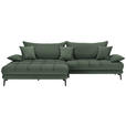 ECKSOFA in Webstoff Grün  - Schwarz/Grün, MODERN, Textil/Metall (173/297cm) - Carryhome