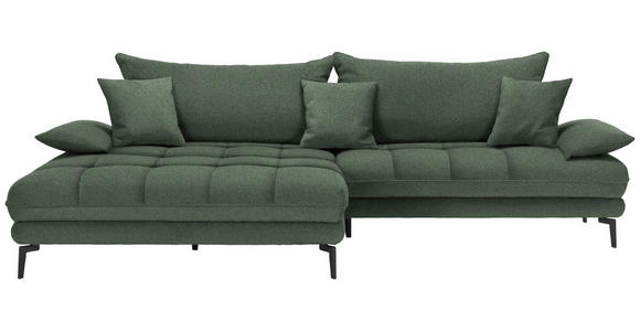 ECKSOFA in Webstoff Grün  - Schwarz/Grün, MODERN, Textil/Metall (173/297cm) - Carryhome