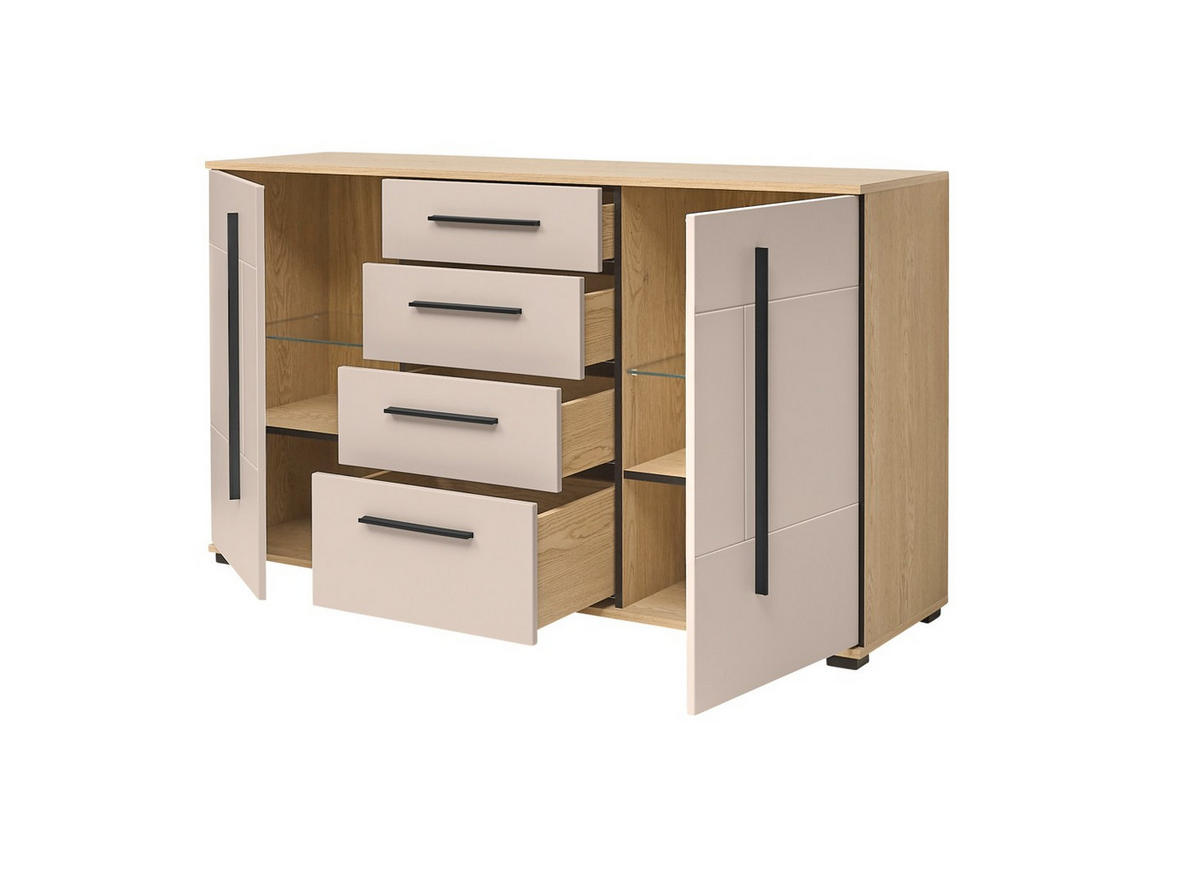 SIDEBOARD  150/86/42 cm 4 Schublade(n)  - Kaschmir/Eichefarben, Design, Holzwerkstoff/Kunststoff (150/86/42cm) - Livetastic