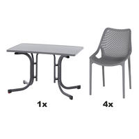 GARTENGARNITUR 5-teilig  - Anthrazit/Grau, Basics, Holzwerkstoff/Kunststoff (70/81/110cm) - Siena Garden