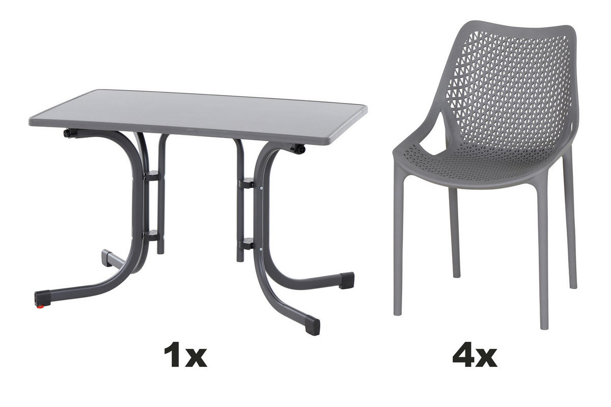 GARTENGARNITUR 5-teilig  - Anthrazit/Grau, Basics, Holzwerkstoff/Kunststoff (70/81/110cm) - Siena Garden