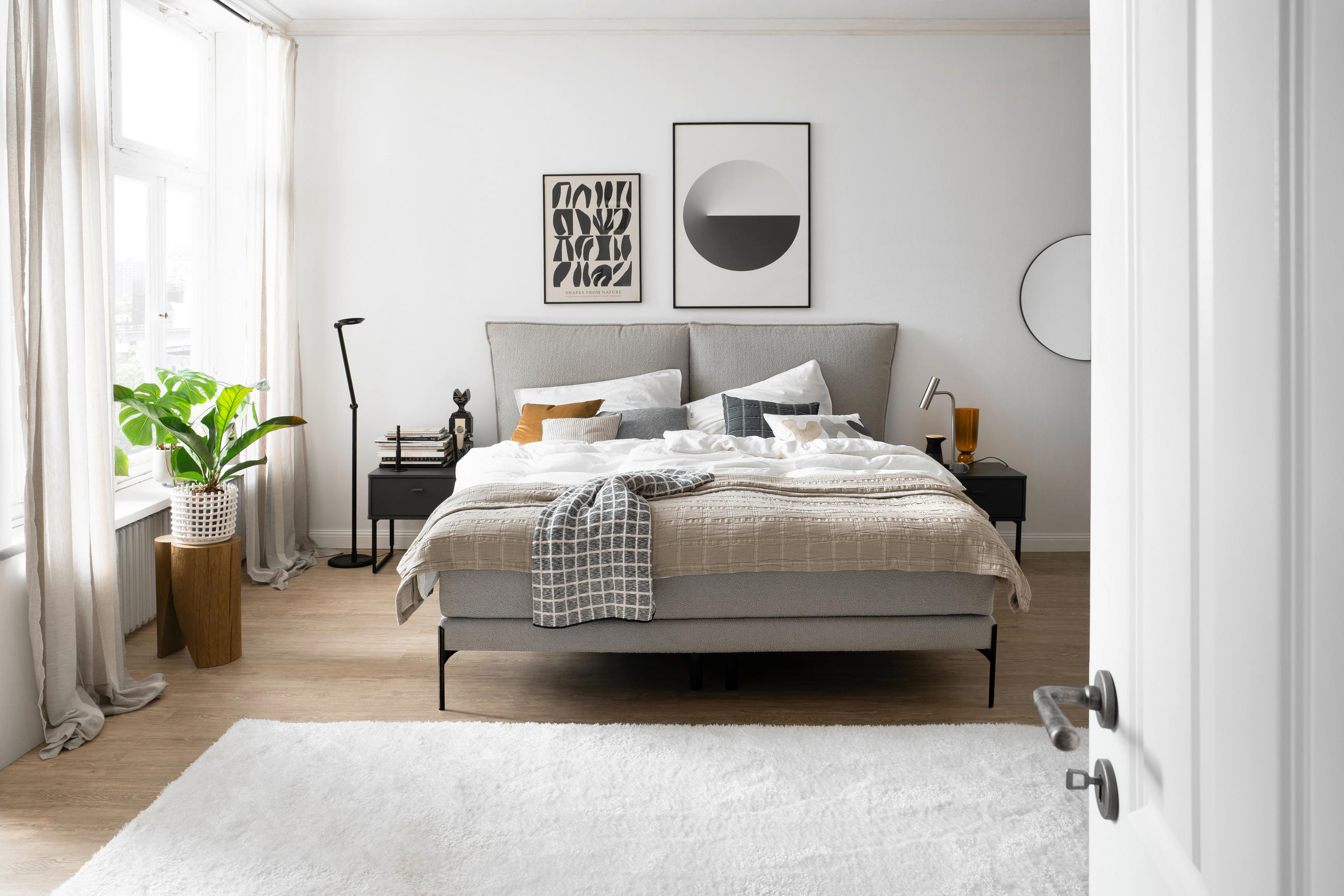 BOXSPRINGBETT 180/200 cm  in Grau  - Schwarz/Grau, KONVENTIONELL, Holz/Holzwerkstoff (180/200cm) - Schöner Wohnen