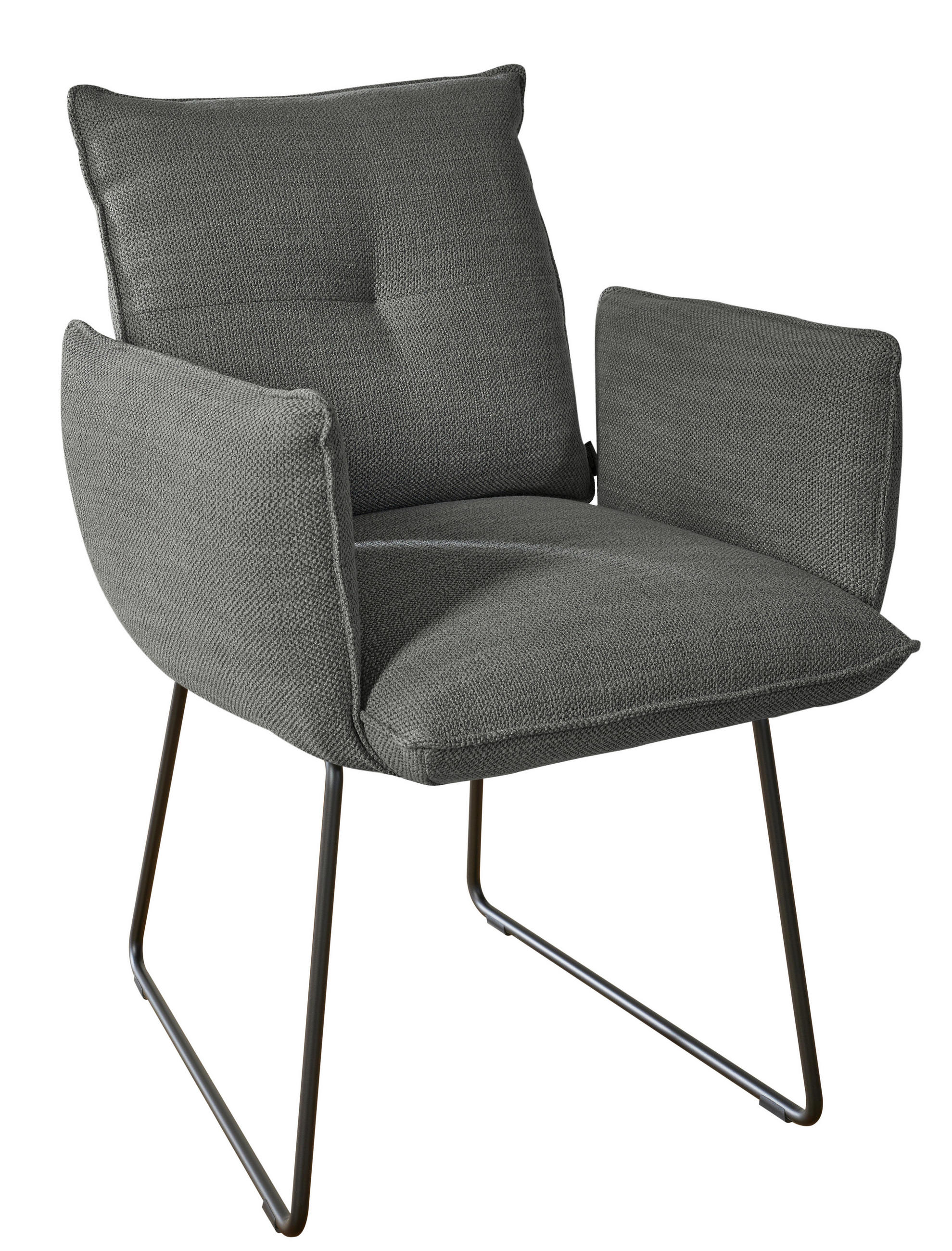 ARMLEHNSTUHL in Stahl Struktur - Schwarz/Grau, Design, Textil/Metall (65/90/70cm) - Dieter Knoll