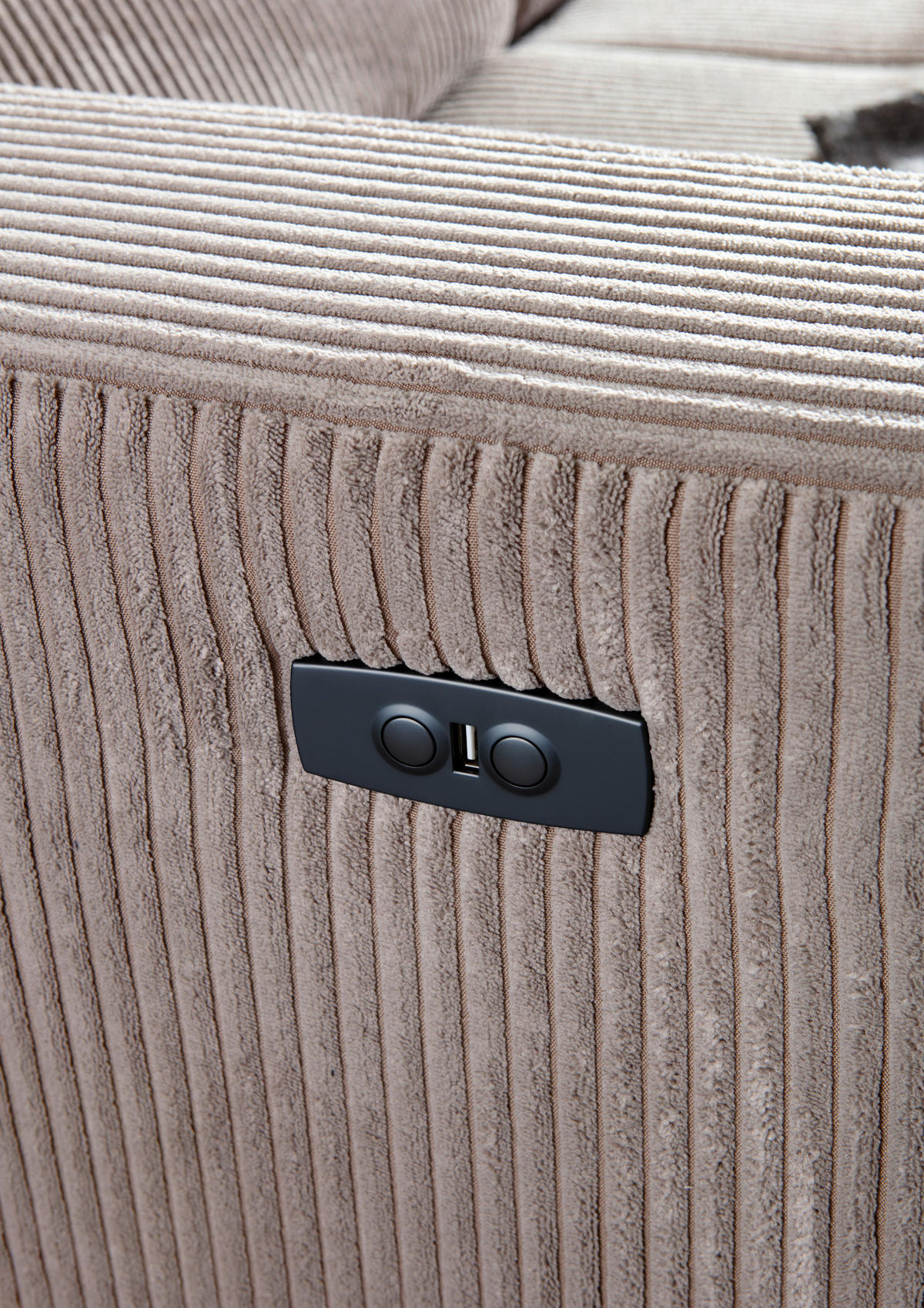 ECKSOFA  in Cord Taupe  257/170 cm  - Taupe/Schwarz, KONVENTIONELL, Textil/Metall (257/170cm) - Carryhome