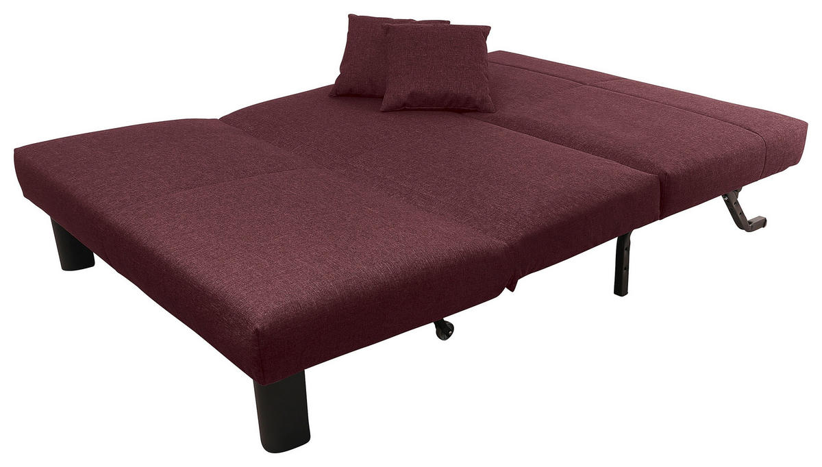 SCHLAFSOFA in Flachgewebe Dunkelrot  - Schwarz/Dunkelrot, Design, Textil/Metall (145/84/100cm) - Max Winzer