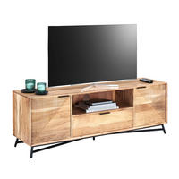 Comodă Joasă 145/50/40 cm  - negru/culoare lemn acacia, Trend, metal/lemn (145/50/40cm) - Ambia Home