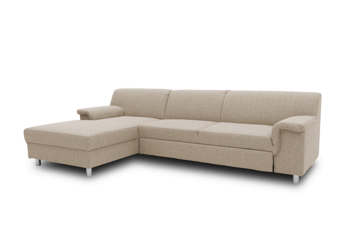 ECKSOFA Beige Webstoff  - Chromfarben/Beige, KONVENTIONELL, Textil/Metall (150/252cm) - MID.YOU
