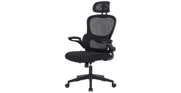 DREHSTUHL Netzbespannung Schwarz  - Schwarz, KONVENTIONELL, Kunststoff/Textil (63,5/116-126/66cm) - Carryhome