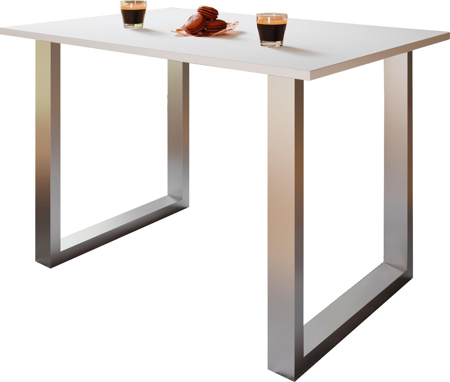 SCHREIBTISCH  in Silberfarben, Weiß  - Silberfarben/Weiß, Design, Holzwerkstoff/Metall (140/76/80cm) - MID.YOU