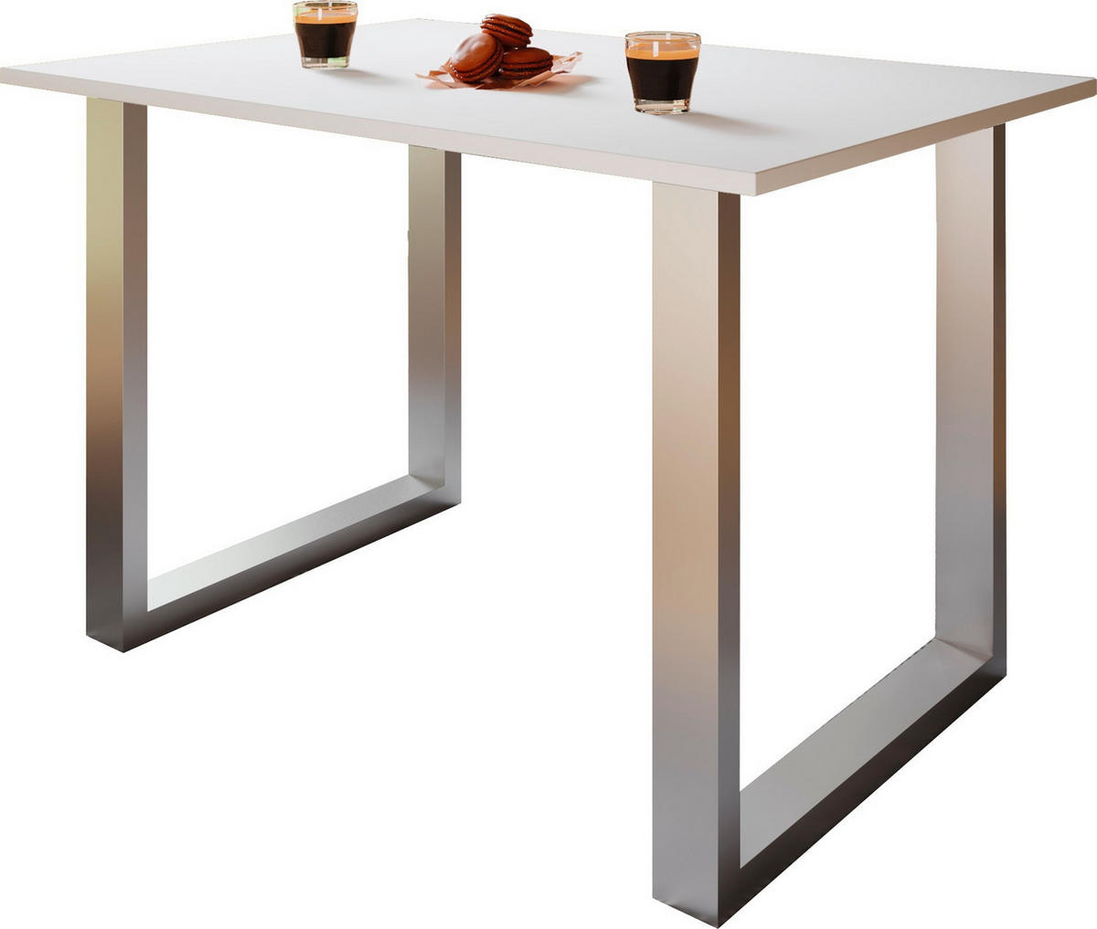 SCHREIBTISCH  in Weiß, Silberfarben  - Silberfarben/Weiß, Design, Holzwerkstoff/Metall (140/76/50cm) - MID.YOU