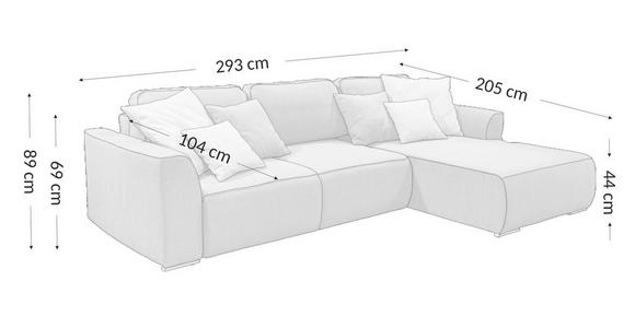 ECKSOFA Greige Chenille  - Greige/Grau, KONVENTIONELL, Kunststoff/Textil (293/205cm) - Carryhome