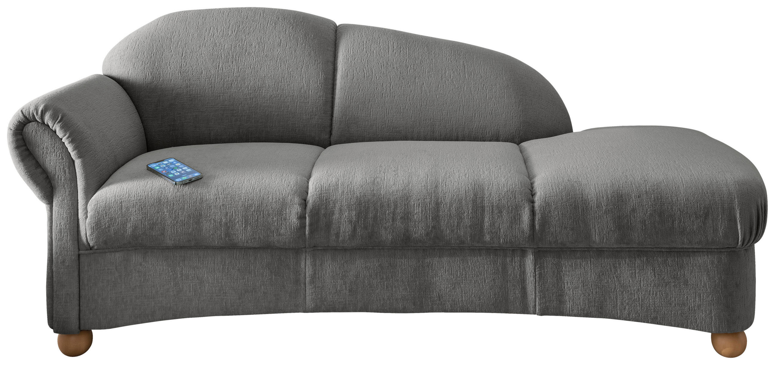 OTTOMANE Torello Mikrofaser Graubraun  - Wildeiche/Graubraun, KONVENTIONELL, Holz/Textil (86/84/190cm) - Livetastic
