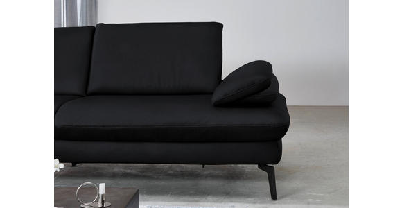 ECKSOFA in Echtleder Anthrazit 157/325 cm - Anthrazit/Schwarz, Design, Leder/Metall (157/325cm) - Dieter Knoll