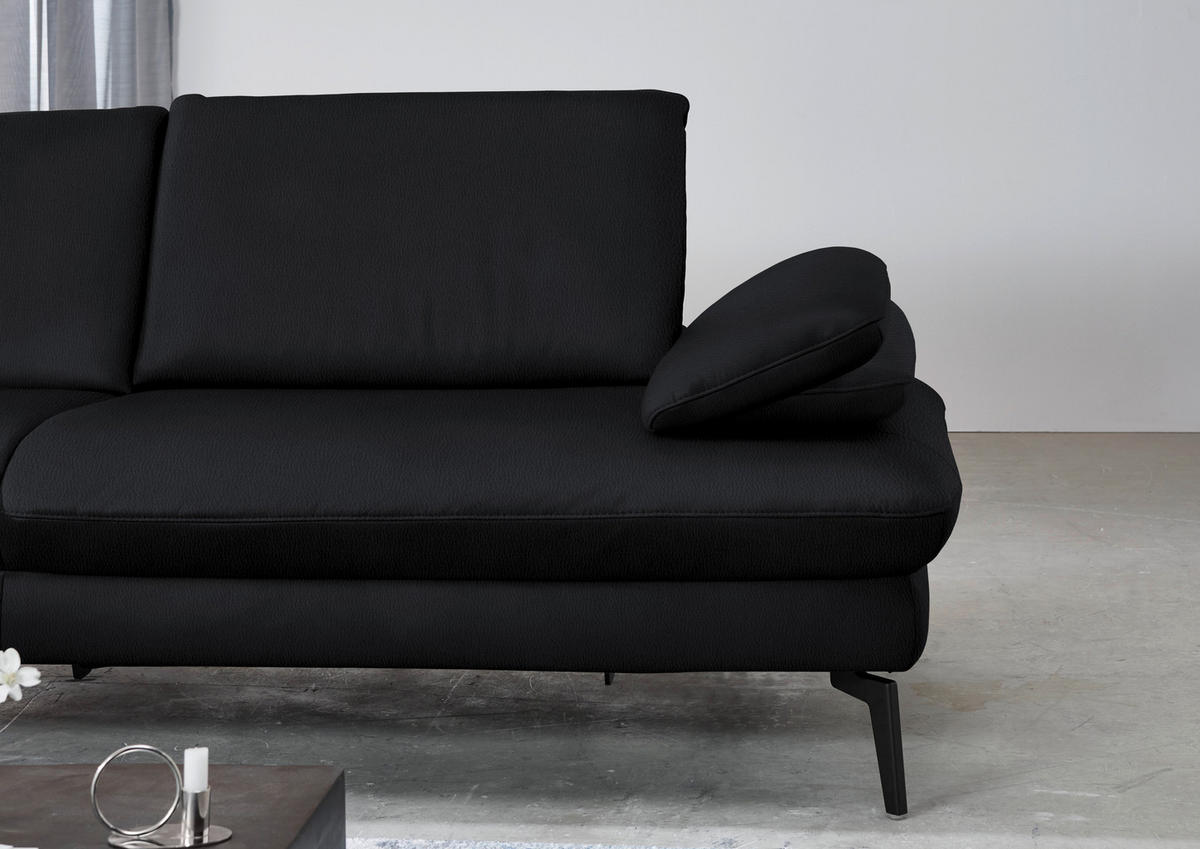 ECKSOFA in Echtleder Anthrazit  - Anthrazit/Schwarz, Design, Leder/Metall (157/325cm) - Dieter Knoll
